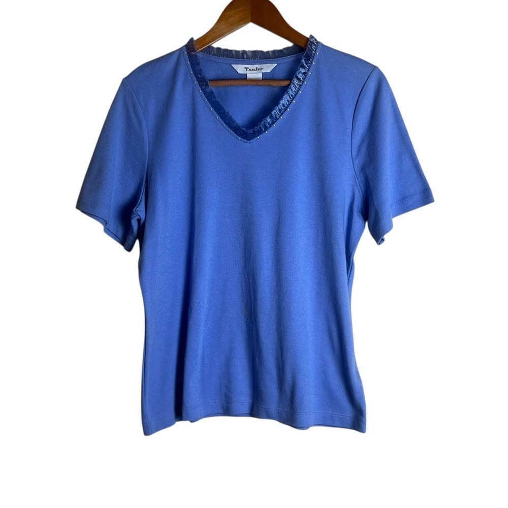 3 for $30! Tan Jay blue v neck T shirt. Size medium
